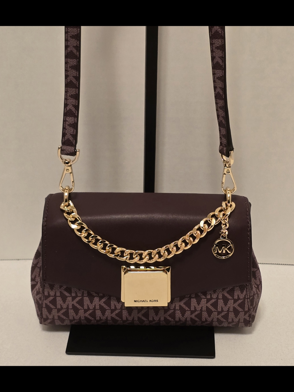 Michael Kors Lita Small Two Tone Crossbody Bag In Bordeaux